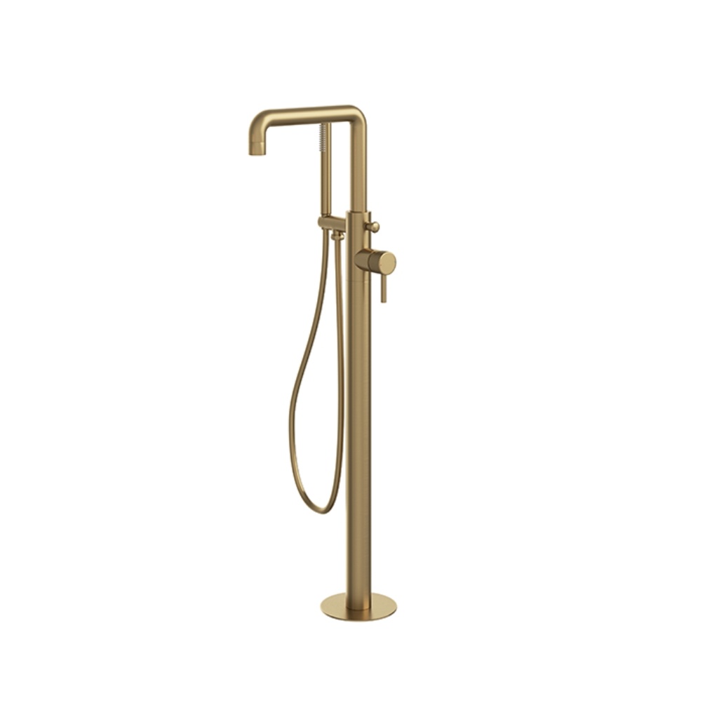 Product Cut out image of the Abacus Iso Pro Brushed Brass Freestanding Bath Shower Mixer